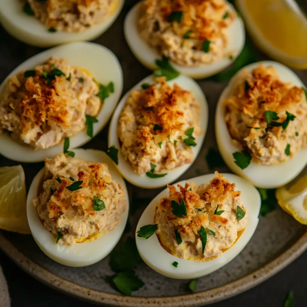 Tuna Melt Deviled Eggs