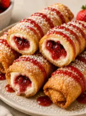 Cheesecake Egg Rolls – Crispy Strawberry Cheesecake Dessert Rolls